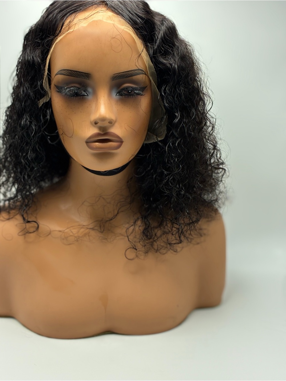 Natural Black Curly Lace Front Wig - Human Hair